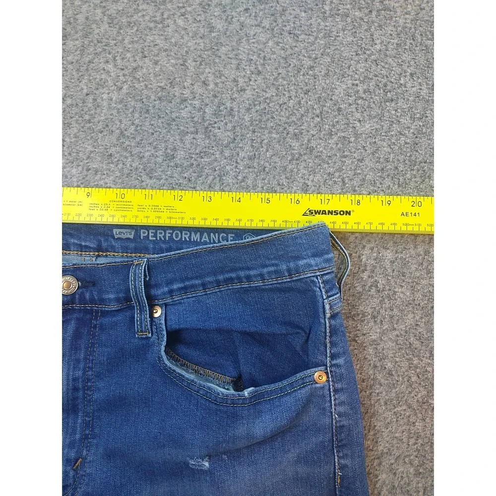 Levis Performance 511 Slim Fit Distressed Medium Wash Blue Jeans Mens 34x33